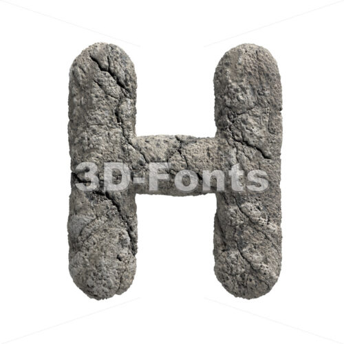 fractured rock 3d letter H - Upper-case 3d character