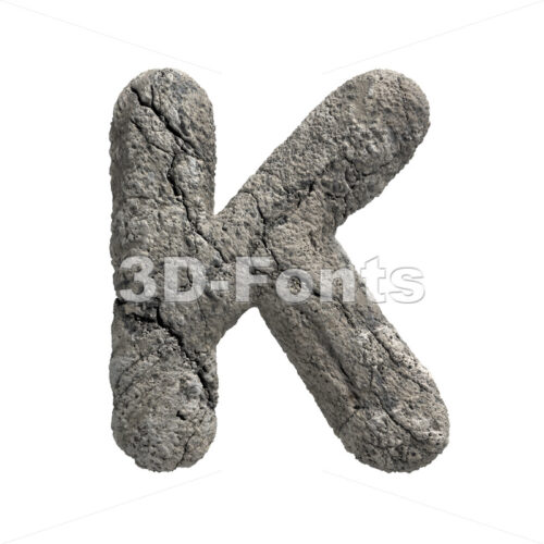 Uppercase fractured rock letter K - Capital 3d font