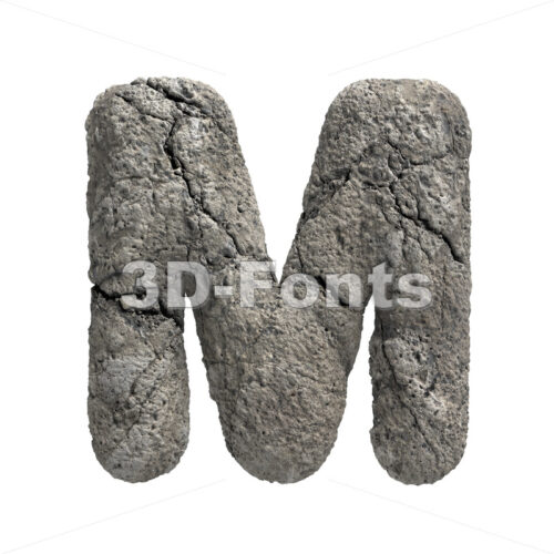 damaged stone character M - Capital 3d letter