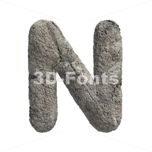 damaged stone font N - Capital 3d letter