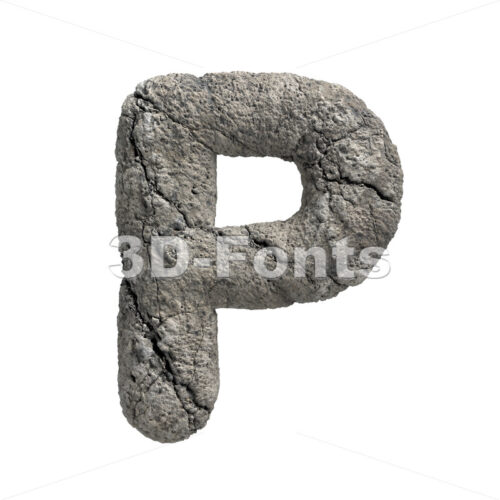 Upper-case damaged stone character P - Capital 3d font