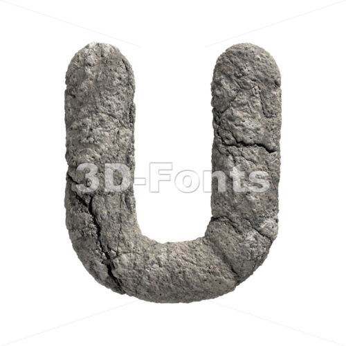 fractured rock letter U - Capital 3d font