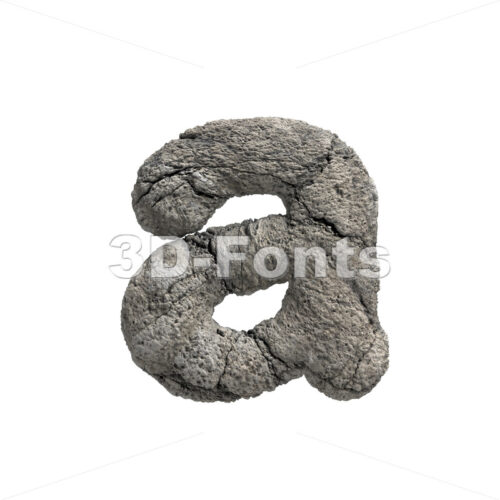 fractured rock font A - Lowercase 3d letter