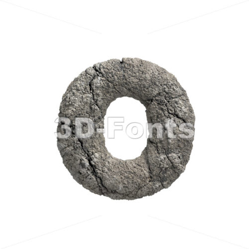 damaged stone font O - Small 3d letter