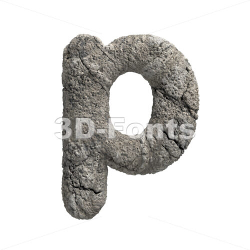 damaged stone character P - Lowercase 3d font