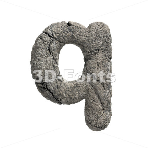 porous stone alphabet font Q - Lower-case 3d letter