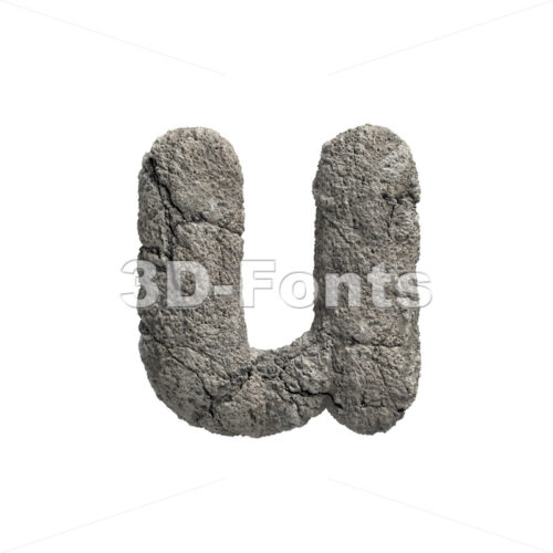 damaged stone alphabet character U - Small 3d letter