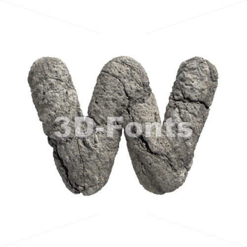 porous stone alphabet letter W - Lower-case 3d character