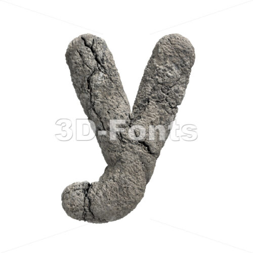 Lowercase damaged stone character Y - Small 3d letter