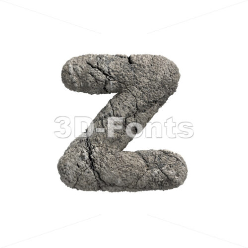 damaged stone 3d character Z - Lower-case 3d font