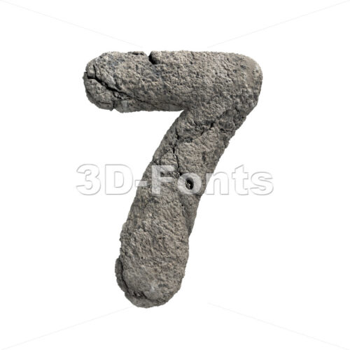 fractured rock digit 7 - 3d number