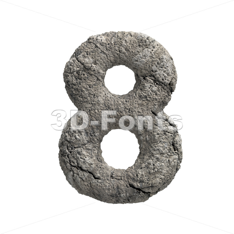 fractured rock number 8 - 3d digit