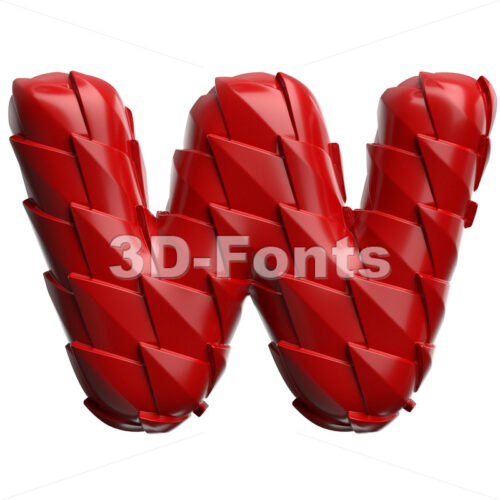 red dragon skin font W - Capital 3d letter