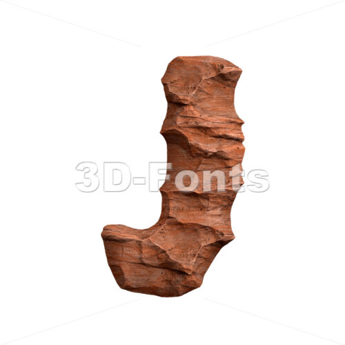 Red stone font J - Uppercase 3d character