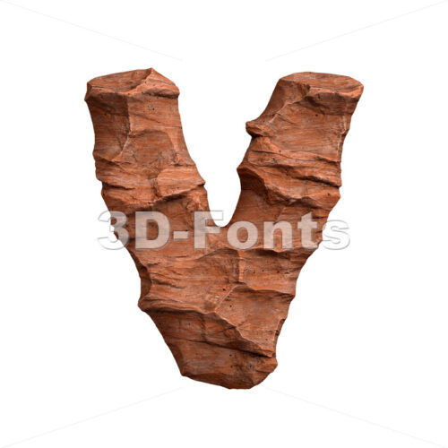 Capital Desert sandstone letter V - Upper-case 3d character