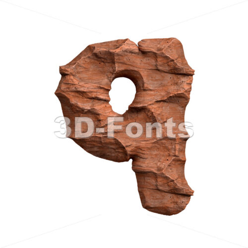 red rock alphabet font Q - Lower-case 3d letter