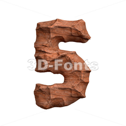 Desert sandstone digit 5 - 3d number