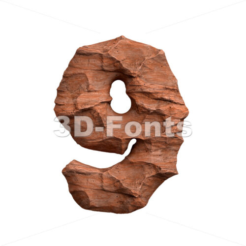 Desert sandstone digit 9 - 3d number