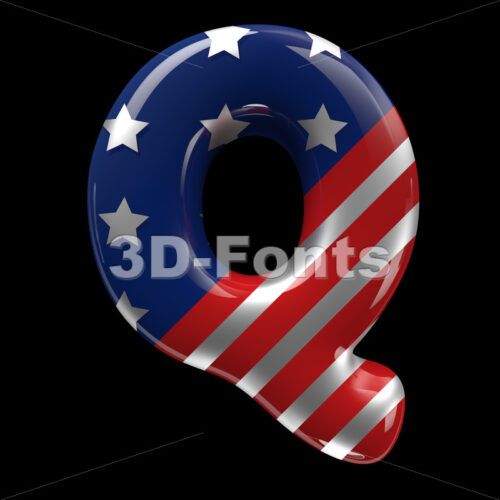 patriotic font Q - Upper-case 3d character
