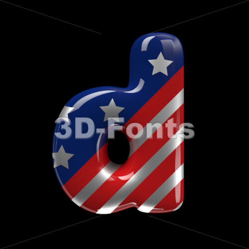 american flag alphabet letter D - Lowercase 3d font