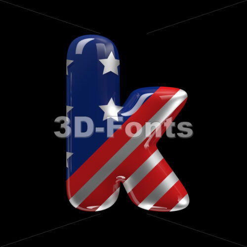 Lower-case United states character K - Small 3d letter
