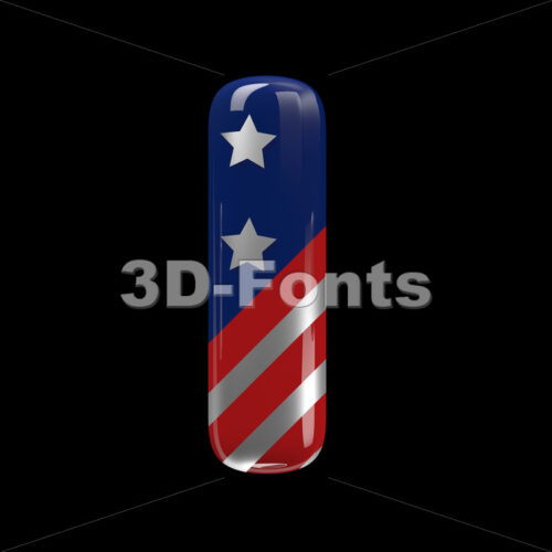 small american flag letter L - Lowercase 3d character