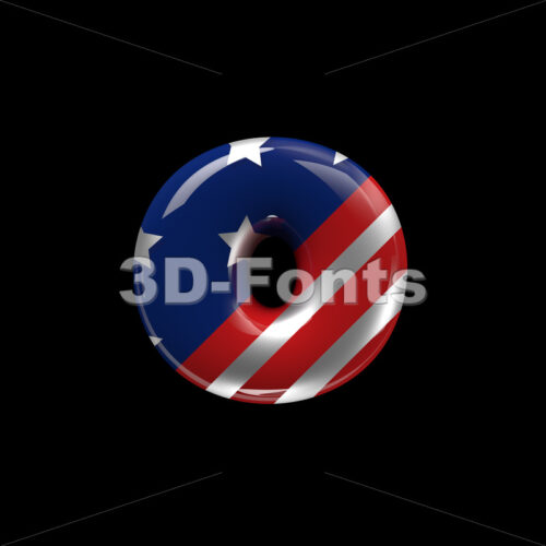 patriotic font O - Small 3d letter