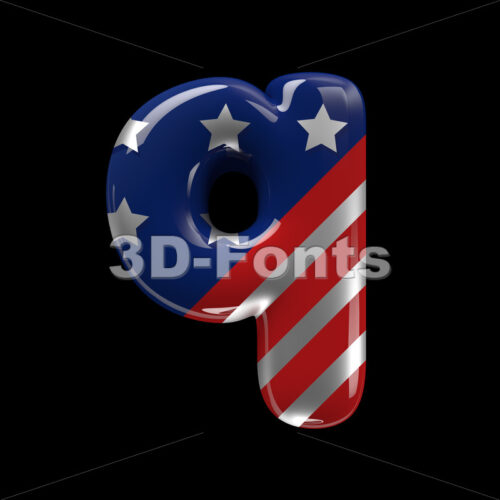 american flag alphabet font Q - Lower-case 3d letter