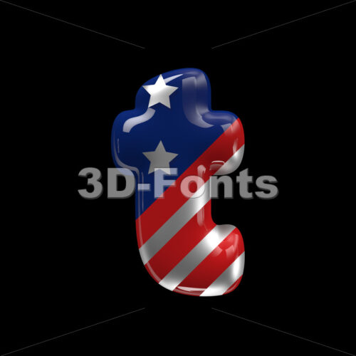 patriotic character T - Lower-case 3d letter