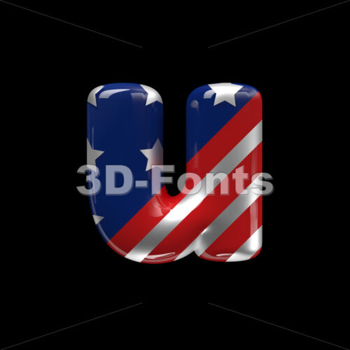 patriotic alphabet character U - Small 3d letter