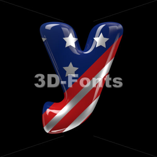Lowercase patriotic character Y - Small 3d letter