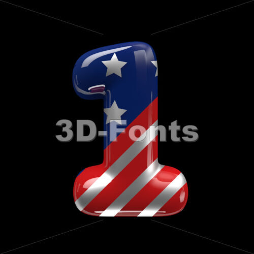 USA comics digit 1 - 3d number