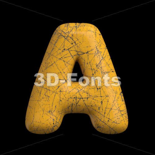 Scratched metal letter A - Capital 3d character