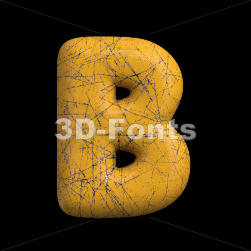 Capital Yellow painted metal letter B - Uppercase 3d font