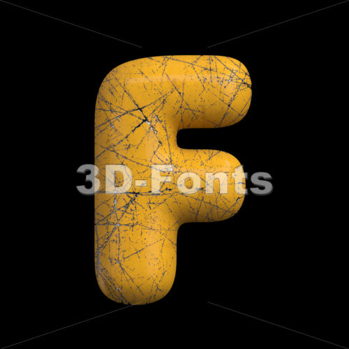 Scratched metal letter F - Upper-case 3d font
