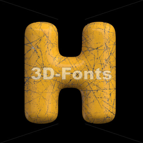 Scratched metal 3d letter H - Upper-case 3d character
