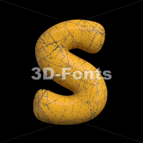 Scratched metal font S - Uppercase 3d letter