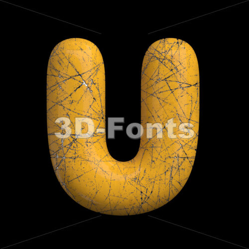 Scratched metal letter U - Capital 3d font