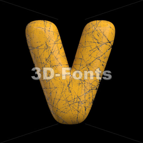 Capital Scratched metal letter V - Upper-case 3d character