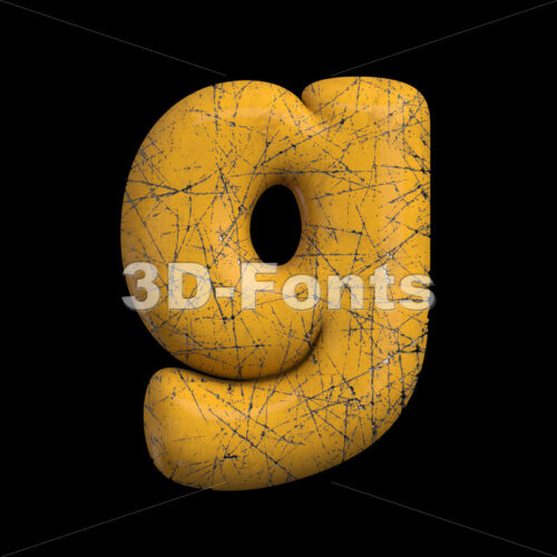 Lowercase Scratched metal font G - Small 3d character