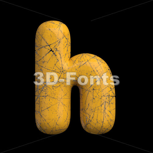 Yellow painted metal font H - Lower-case 3d letter