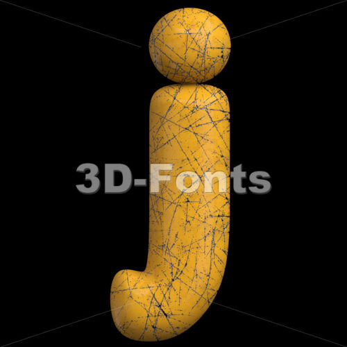 Scratched metal alphabet character J - Lowercase 3d font