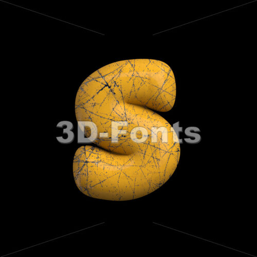 Yellow painted metal letter S - Lowercase 3d font