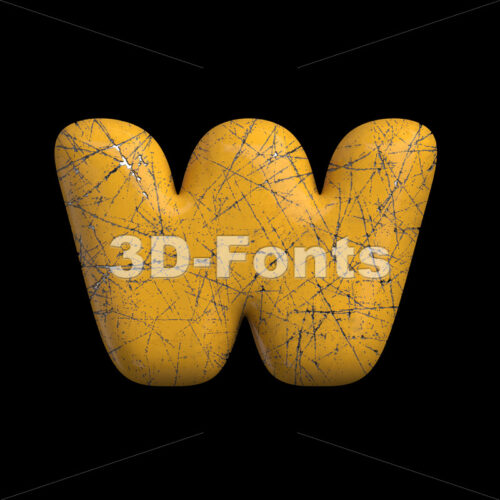damaged yellow alphabet letter W - Lower-case 3d character