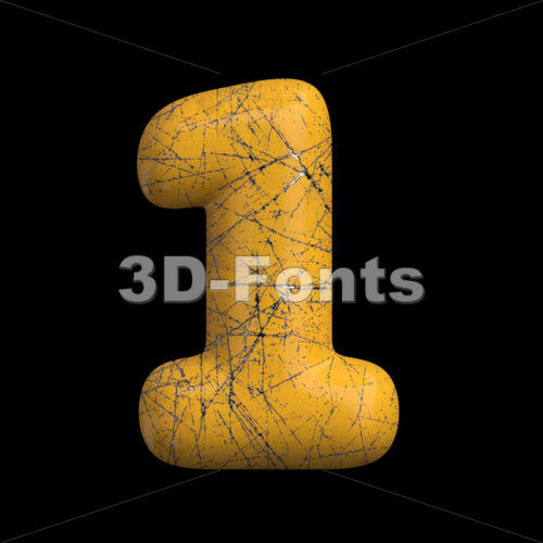 Scratched metal digit 1 - 3d number