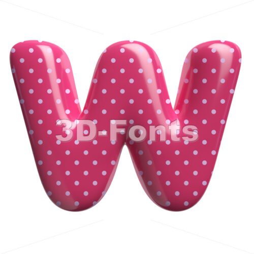Pink dotted font W - Capital 3d letter