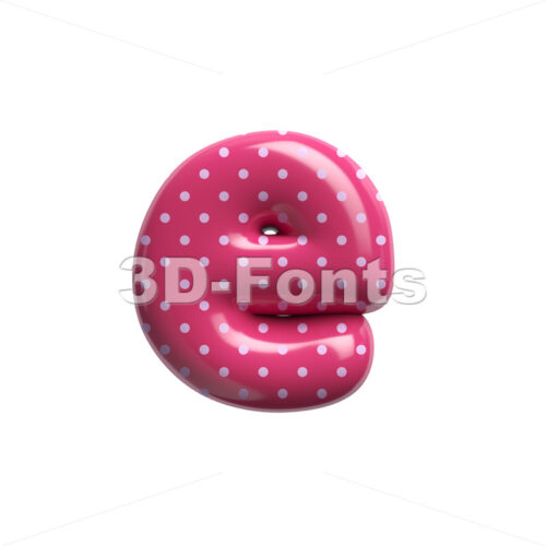 glossy spotted 3d character E - Lower-case 3d letter