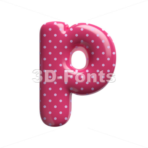 glossy spotted character P - Lowercase 3d font