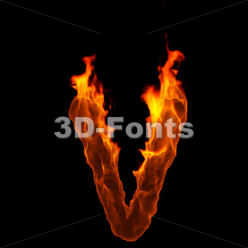 Capital fire letter V - Upper-case 3d character