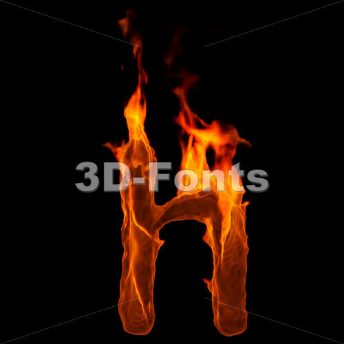 burning font H - Lower-case 3d letter